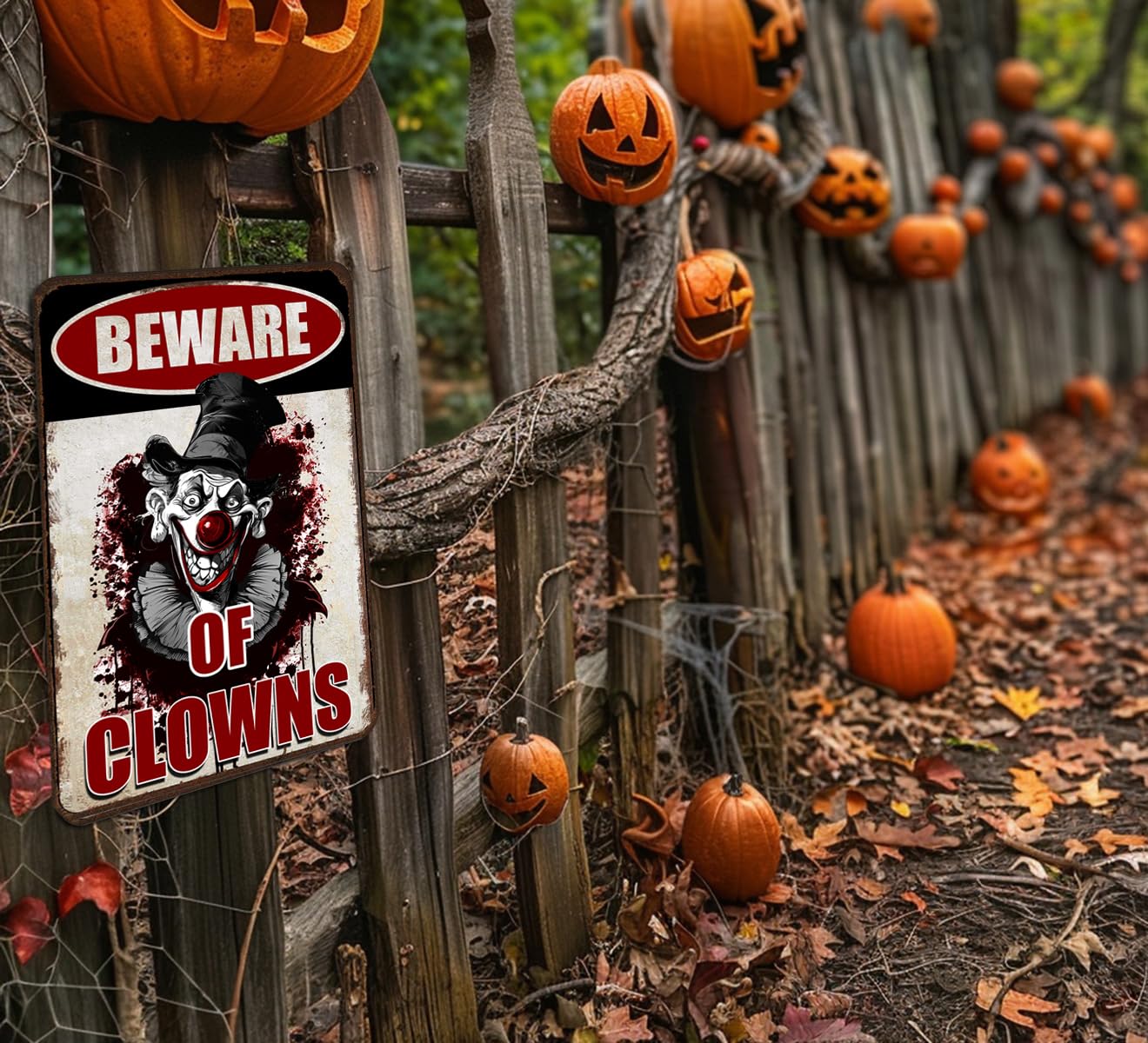 Halloween Signs Clown Decorations Creepy Stuff Scary Decor For Circus Yard Warning Metal Sign Beware Of Clowns 12x8 Inches