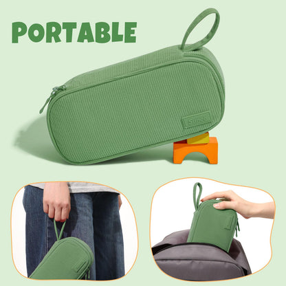 SUNEE Cute Pencil Case, Large Capacity Pencil Pouch, Soft Corduroy Pencil Bag, Big Storage Pen Organizer for Stationery, Aesthetic Zipper Pencil Box, Back to School Supplies for Teen Girls Boys, Green