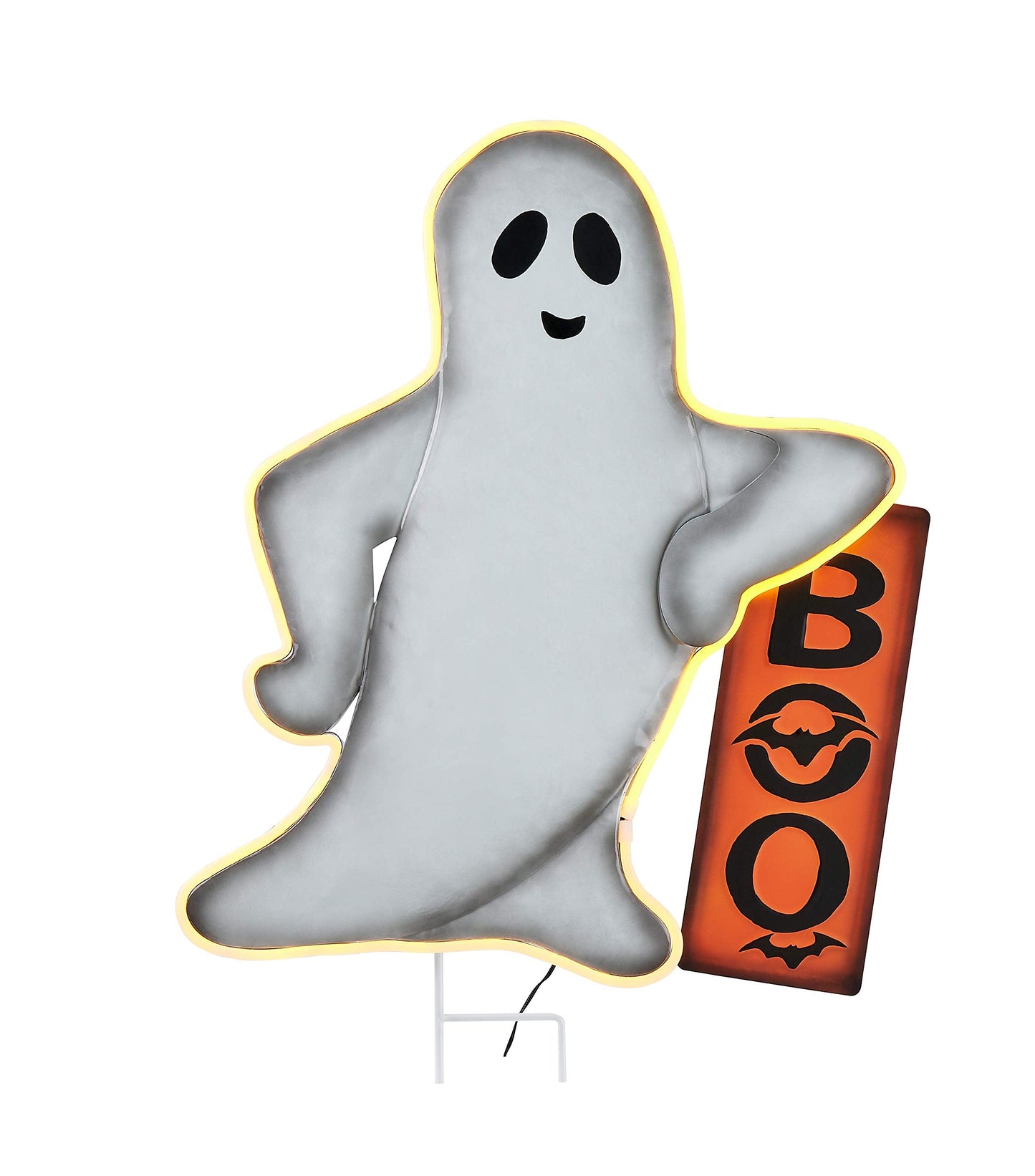 Haute Decor Outdoor Pre-Lit Halloween Ghost Yard Decoration with Ground Stake - Friendly Ghost - Outside Lawn and Entry Display
