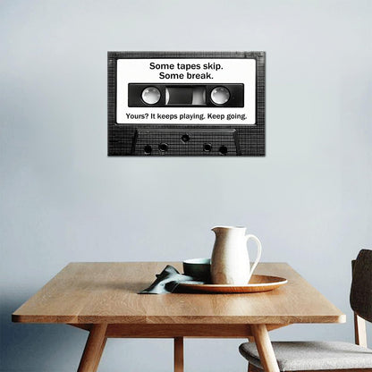 Motivational Wall Art cassette Tape Inspirational Office Decor Framed Canvas Print Small Workout Poster for Home Gym Growth Mindset Sign Positive Daily Affirmation Decor Ready to Hang [12''Wx18''H]