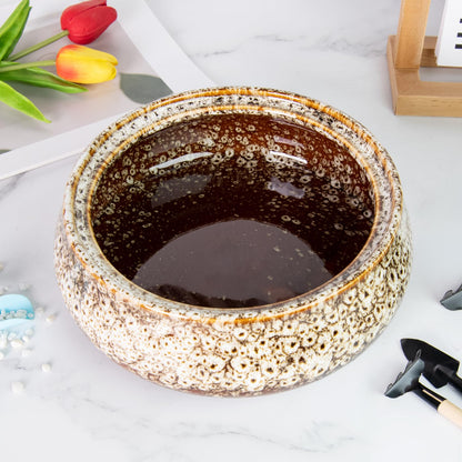 Lotus Bowl Planter - 8 Inch Large Lotus Flower Bowl for Water Plants, Ceramic Hydroponic Planter Water Lily Bowl for Planting Aquatic and Indoor Succulent Plants and Bonsai