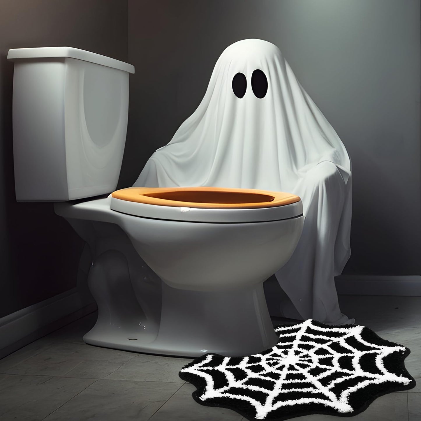 FYSUIMU Spider Web Bathroom Rug Black Halloween U-Shaped Toilet Rug Soft Bath Mat Non Slip Washable Floor Mat for Home Hotel Bathroom Restroom Entrance Decor