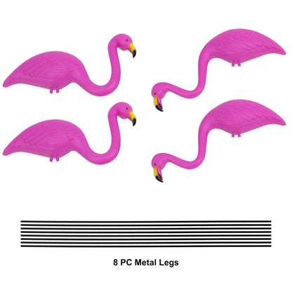 GIFTEXPRESS Pink Flamingos Yard Decorations - 4 Pack Small 14" Tall Plastic Flamingo Statue w/Metal Stakes - Lawn Ornaments & Garden Decor for Outdoor Parties