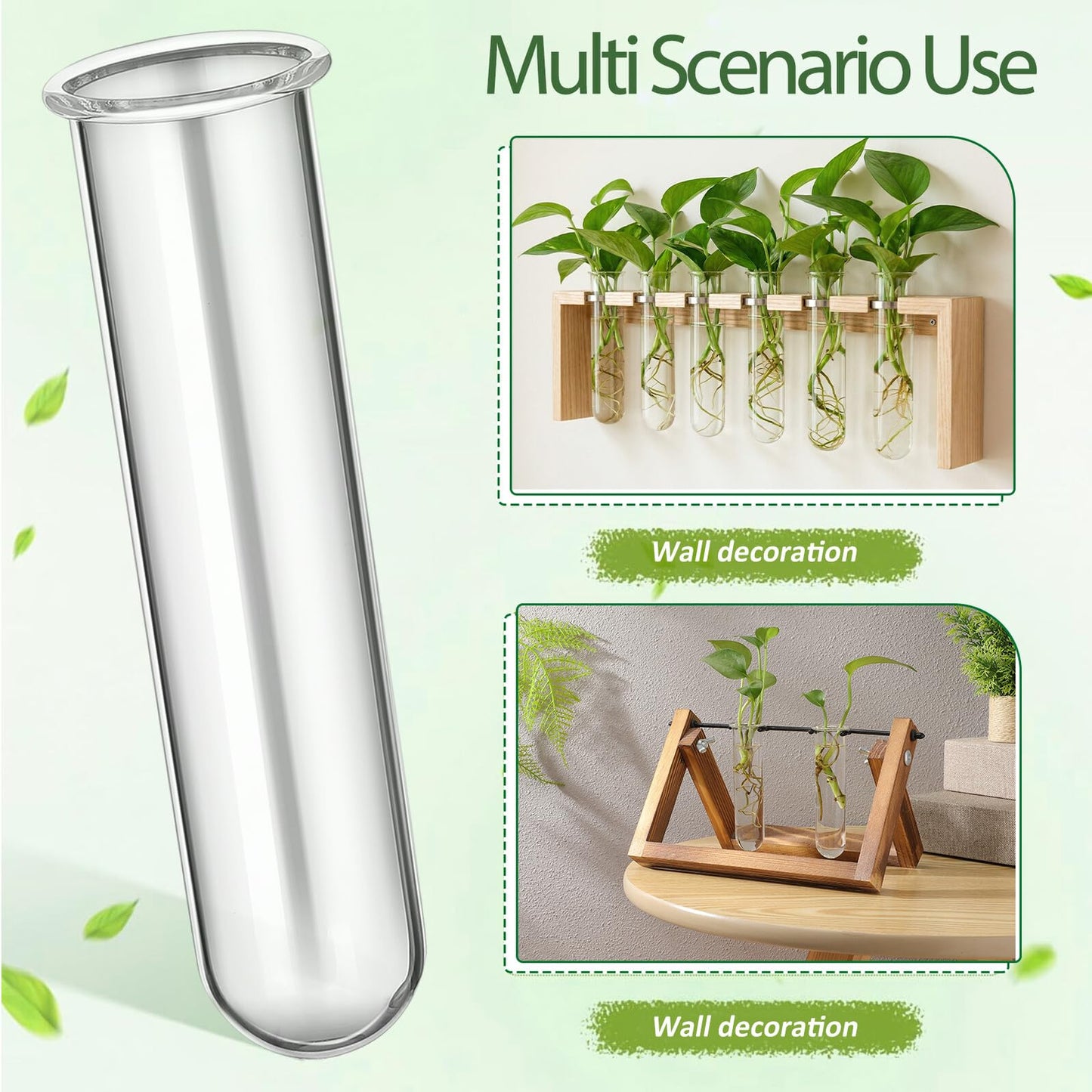 LIFKOME 5pcs Glass Test Tube Plant Vases 2.5x3x11cm Hydroponic Flower Tubes Propagation Station for Indoor Terrarium Gardening