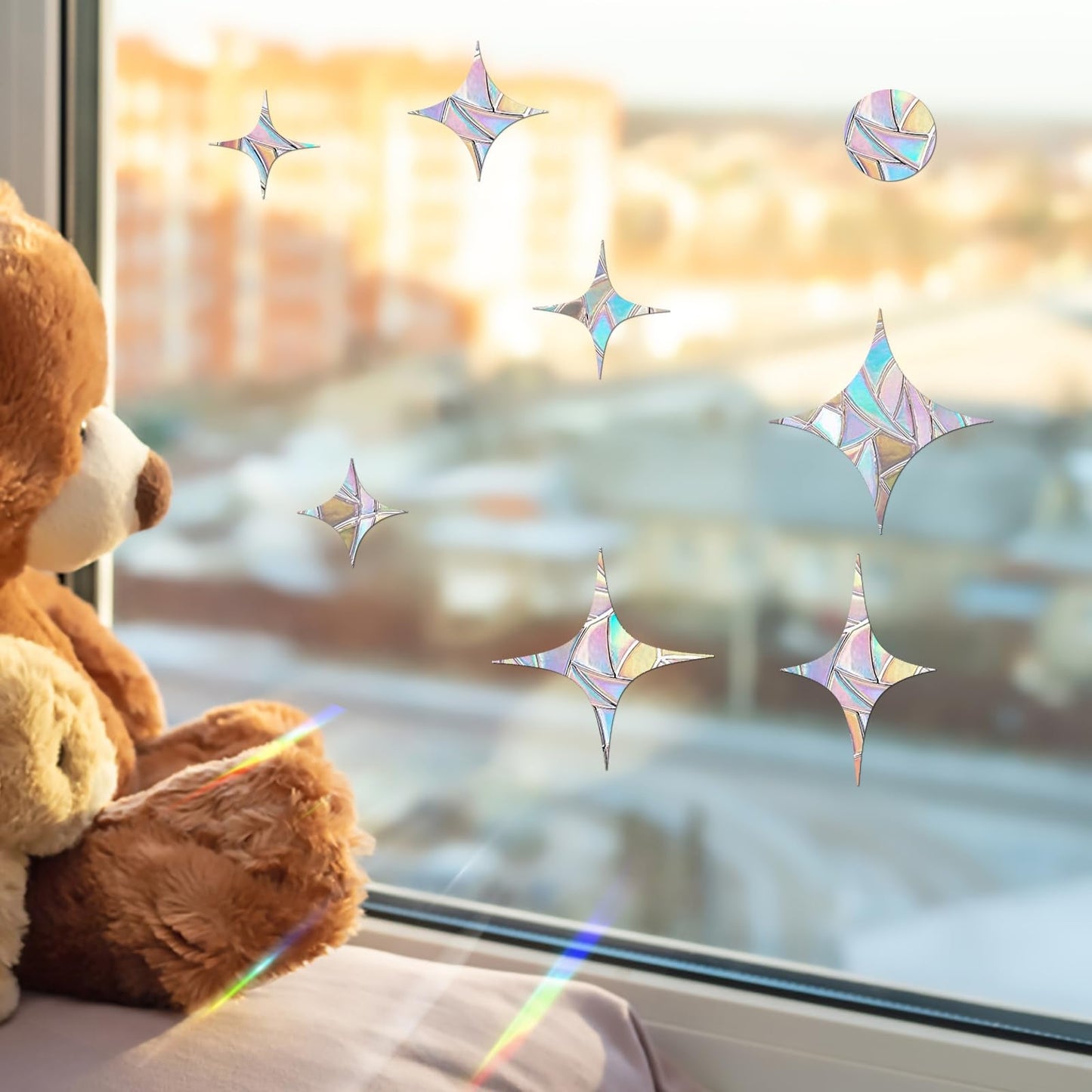 60 Pieces Static Window Clings Anti Collision Window Decals for Bird Strikes, Glass Door Window Stickers, Stop Birds Flying into Windows, Star Style