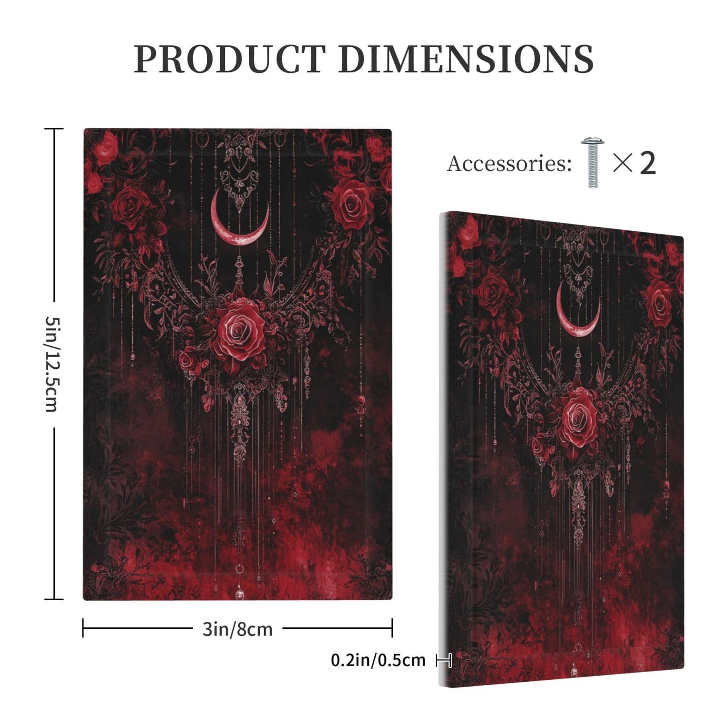 Annisrak Light Switch Cover Plate Gothic Red Rose Moon Dark Floral 1 Gang No Device Blank Wall Plate Decorative Switch Plate Covers Electrical Outlet Cover for living Room Home Decor