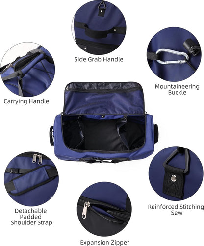 XWFB Rolling Duffle Bag with Wheels,110L/140L Expandable Soft-Sided Foldable Duffle Bag with 2 Rubber Wheels,Packable 32” Rolling Carry-On with Multi-Pockets & Compartments (Dark blue)