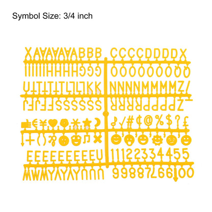 MECCANIXITY 3/4 Inch Letters Set for Felt Letter Board Numbers Symbols Bright Yellow Alphabet Message Board Changeable for Cafe, Wedding, Birthday