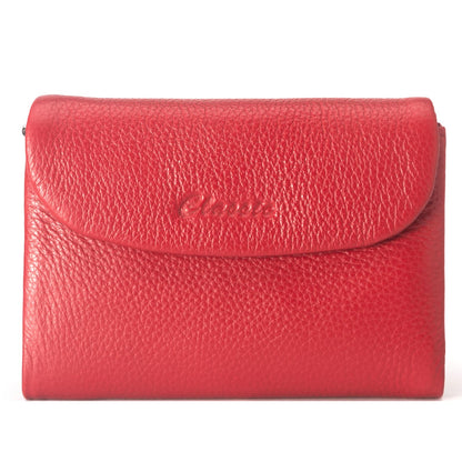 DAMAIKE Wallet for Women [Genuine Leather] [Magnetic Closure], Large Capacity Female Ladies Bifold Wallet Card Holder, ID Window, Zipper Coin Pockets (Red)