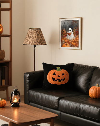 VIYYIEA Framed Wall Art for Living Room, Reading Ghost Canvas Prints, Autumn Home Decor, Halloween Painting Picture, Bathroom Wall Decor Gifts for Friends or Family -【Reading Ghost】-(16L x 12W)