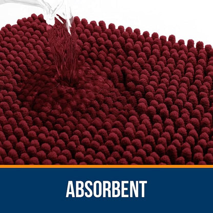 OLANLY Large Bathroom Rugs 45x27, Extra Soft Absorbent Chenille Bath Rugs, Rubber Backing Quick Dry, Machine Washable Bath Mats for Bathroom Floor, Tub and Shower, Home Decor Accessories, Burgundy