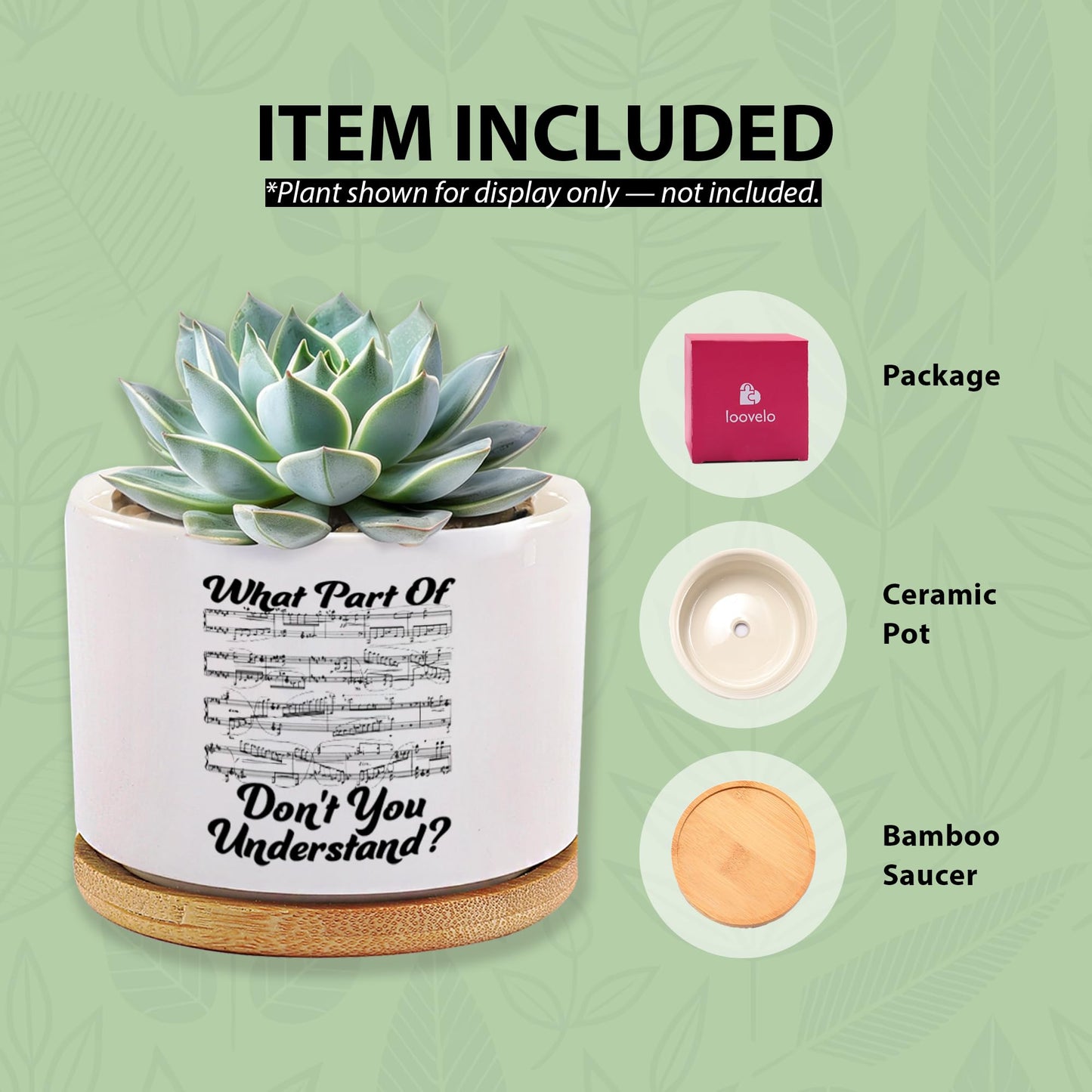 What Part of Don’t You Understand Music Teacher Musicians Gifts Ceramic Succulent Plant Pot with Bamboo Tray Round Pianist Choir Director Sheet Music Home Decor Plant Lover 3.5 Inch White (No Plants)
