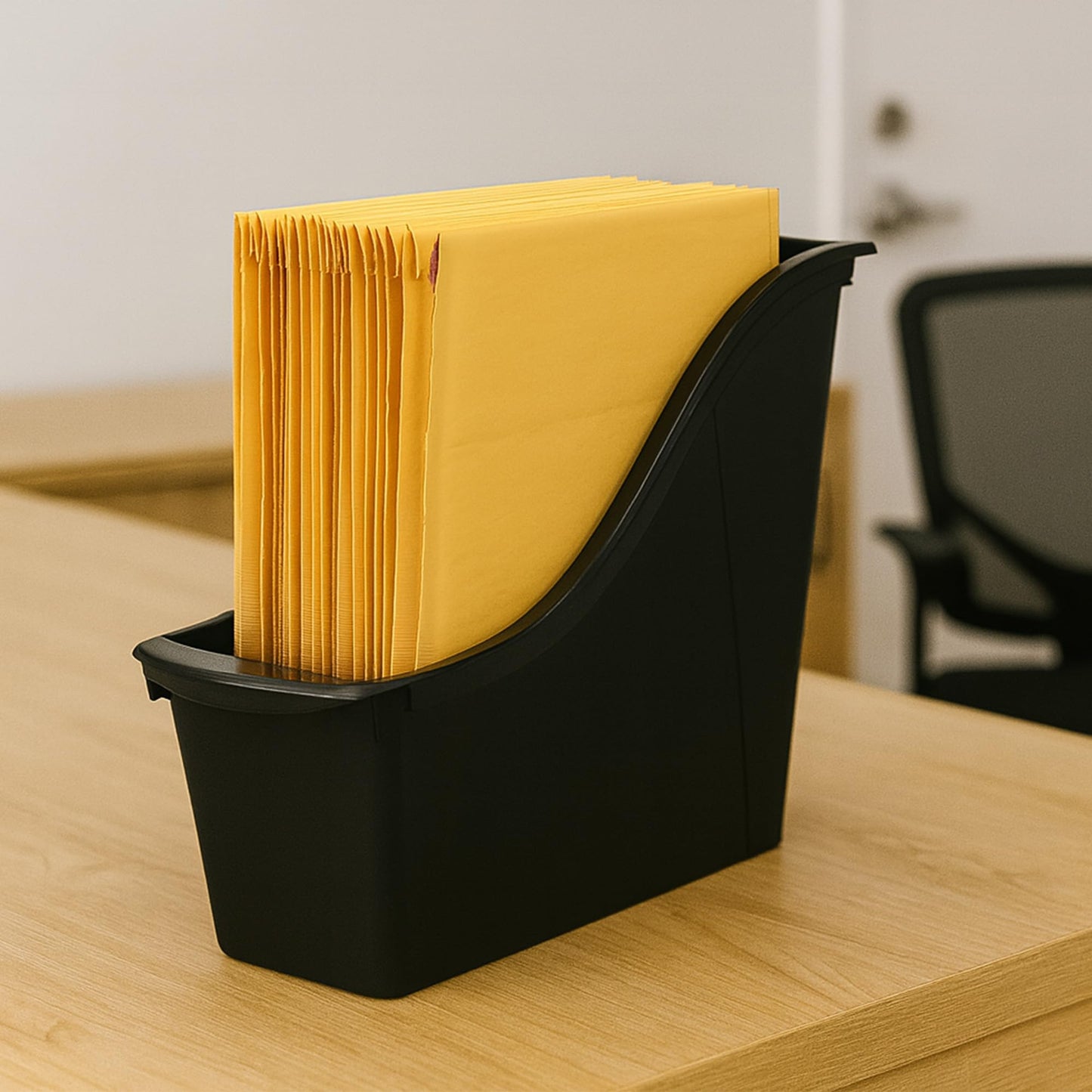 Storex Small Book Bin - Interlocking Plastic Organizer for Home, Office, and Work Space - Black, 6-Pack (70123E06C)