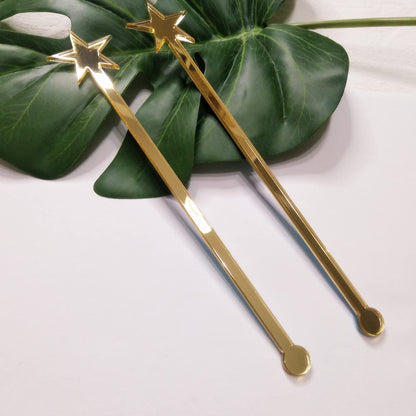 20PCS Star Drink Stirrers, Acrylic Cocktail Stirrers, Drink Stirrers, Laser Cut Wedding Decor Drink Stirrers Swizzle Sticks (Gold Mirror)