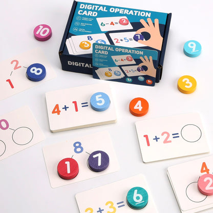 Montessori Digital Operation Cards 54 Cards with 108 Faces Addition & Subtraction Games for Toddlers Early Math Learning Toys with Mnemonic Table