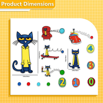 Thryvomniq Cat and His Four Groovy Buttons Fairy Tales Story Time Felts for Felt Flannel Board Set Storytelling Learning Activies for Kindergarten