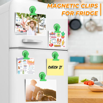 VNDUEEY 20 Pack Magnetic Paper Clip Dispenser Holder, Paperclip Dispenser for Desk, School, Office, Fridge Magnets Refrigerator Magnets, Magnet Clips for Whiteboard Locker (Green) ﻿