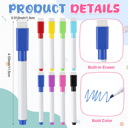 Humyoun 54 Pcs Dry Erase Dots Circles 11 Inch Removable Stickers Spots Wall Decals Magnetic Whiteboard Erasers Whiteboard Markers Set for School Classroom Teachers Students Table Desk(Blue,White)