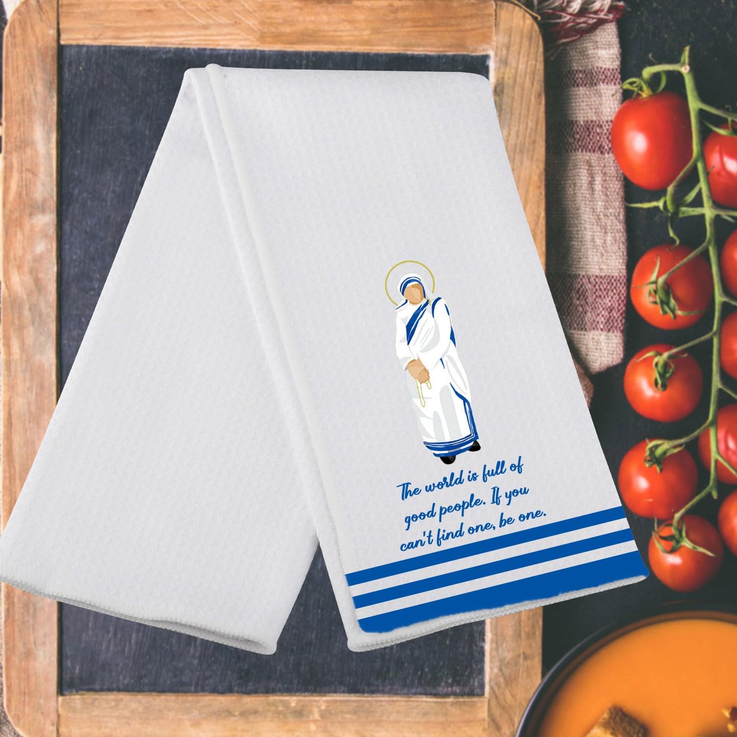 G2TUP Mother Teresa Kitchen Towels Mother Teresa Dish Towels Mother Teresa Tea Towels Saint Mother Teresa Gifts (The World is)
