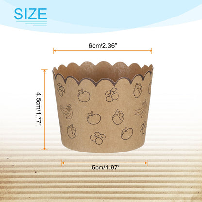 HARFINGTON 100Pcs Paper Baking Cups Small Brown Kraft Paper Muffins Liner Cupcake Greaseproof Disposable Bulk Wrappers for Wedding Birthday Graduation, Fruit