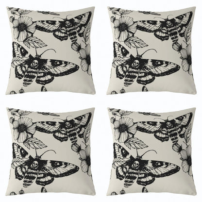 Feelyou Death Moth Boho Square Cushion Covers Set of 2 Skull Decor Reversible Outdoor Throw Pillow Covers Cases for Halloween Decorations Throw Pillowcases for Sofa Couch Chair Decor 24 x 24-Inch