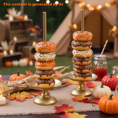WOPARTY Donut Stand Metal 2 Pack,Display Tower for Dessert Table, Doughnut Holder for Birthday, Wedding, Baby Shower, Bridal Showers,Christmas, Party Supplies (Gold)