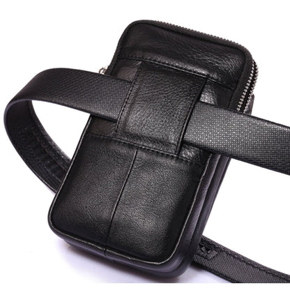 Leather Waist Pack Phone Belt Bag for Men Loop Holster Wallet Cellphone Case Pouch Pack Clip Money Purse for Phone Note Edge Plus (Black)