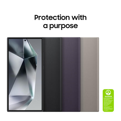 SAMSUNG Galaxy S24 Ultra Vegan Leather Phone Case, Protective Cover with Soft Touch, Elegant Design, Scratch Protection, US Version, GP-FPS928HCAVW, Dark Violet
