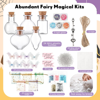 Jinei 174 Pieces Fairy Magic Potions Kit with 24 Magic Witch Potion Bottles Wing DIY Mystery Fairy Potion Making Kit for Halloween Christmas Party Decorations