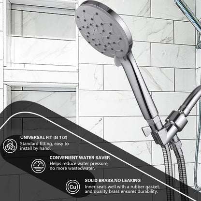 Hsmhose Shower Shut Off Valve, Shower Flow Control Valve,Soild Brass Flow Pressure Regulator for Handheld Shower Head G1/2 Chrome