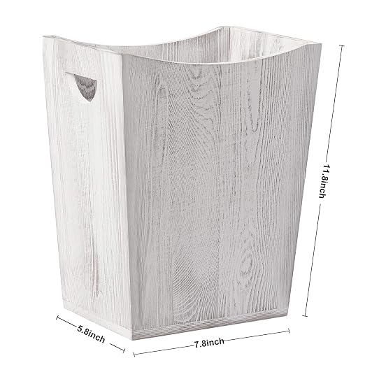 SEHERTIWY Grey Trash Can Wastebasket, 2 Gallon Small Waste Basket with 2 Handles, Rectangular Bathroom Garbage Can for Bathroom, Office, Living Room, Bedroom, Kitchen