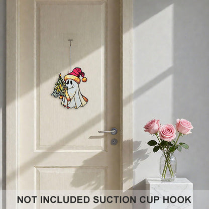 Christmas Ghost Ornament Acrylic Suncatcher Window Hanging Wall Decor for Indoor Outdoor Doors Home