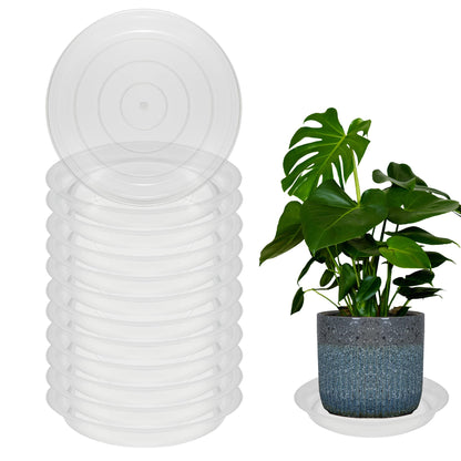 TNTIWQ 12 Pack 10 Inch Round Plant Saucers for Less 8 Inch Pot Indoors Outdoors Plant Trays for Pots Planter Saucer Plastic Drip Tray Planter Water Tray (Clear, 10"(12pcs))