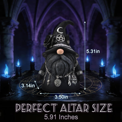 YAHIKI Occult Gothic Gnome Figurine 5.31" - Dark Magic Resin Decor for Baphomet Statue Aesthetic, Creepy Halloween Gnomes & Pagan Altar Witch Aesthetic Decor Collectibles