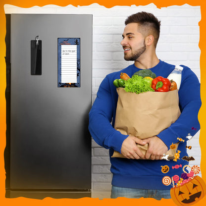 8 Pcs Halloween Magnetic Notepads with Pu Leather Pen Holder Magnetic To Do List Reminder Memo Pad Halloween Magnetic Grocery List Pad for Fridge Magnetic To Do List for Fridge Shopping Grocery Memo
