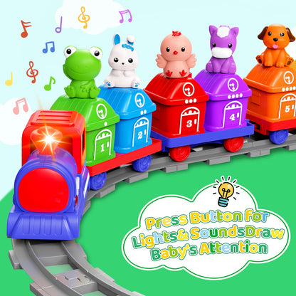 Train Set for Toddlers 2-4,Toddler Toys for 1 2 3 Year Old,Electric Train Set Montessori Learning Matching & Sorting Toys, Learning Toy Birthday Gift for Boy Girl