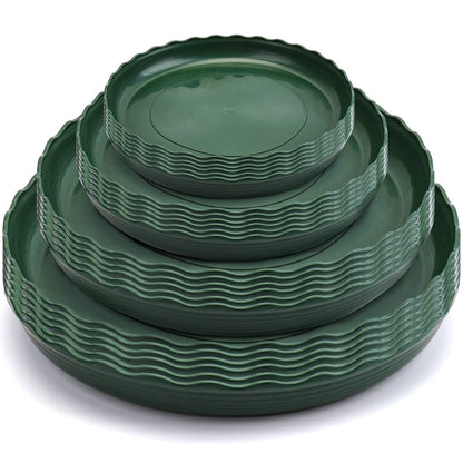 Yopay 24 Pack Plant Saucer, Plastic Plant Saucer Drip Trays, Flower Pot Set for Indoor Outdoor Garden, 6Inch/ 8Inch/ 10Inch/ 12Inch Flower Pot Saucer, Green