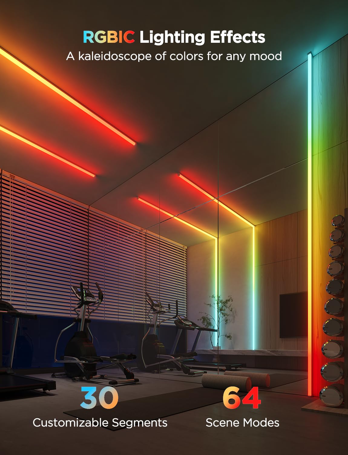Govee RGBIC LED Strip Lights 9.8ft with Covers, Smart LED Lights Work with Alexa and Google Assistant, Diffuser Channel with LED Lights for Bedroom, Skirting Lines, Studio, Cabinet