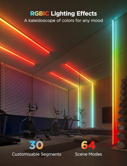 Govee RGBIC LED Strip Lights 9.8ft with Covers, Smart LED Lights Work with Alexa and Google Assistant, Diffuser Channel with LED Lights for Bedroom, Skirting Lines, Studio, Cabinet