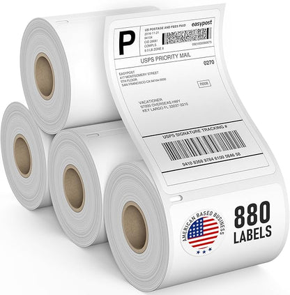 Dasher Products Thermal Shipping Labels Compatible with Dymo LabelWriter 4XL 1744907 4x6 Internet Postage Labels, Water Resistant, Strong Adhesive, Perforated, 220 per Roll, NOT for 5XL (4 Pack)