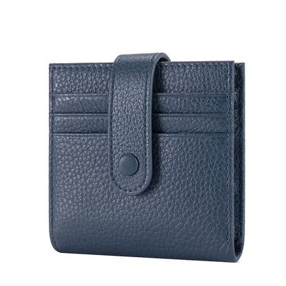 FREYAMIRA Small Wallet For Women Slim Leather Bifold Wallets RFID Credit Card Holder With Zipper Coin Pouch ID Window,Navy Blue
