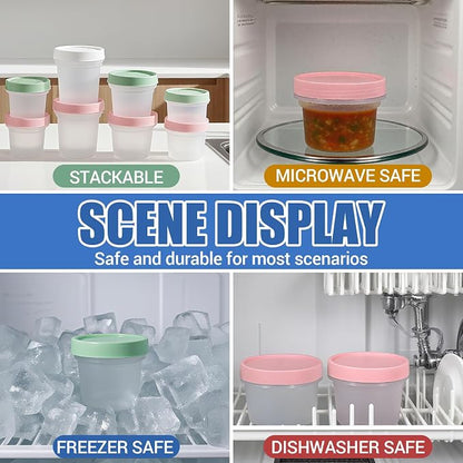 6 Pack 10oz Food Storage Containers, Plastic Containers with Twist Top Lid, Reusable Dishwasher Freezer Safe Airtight, Takeout Container - Ideal for Soup and More