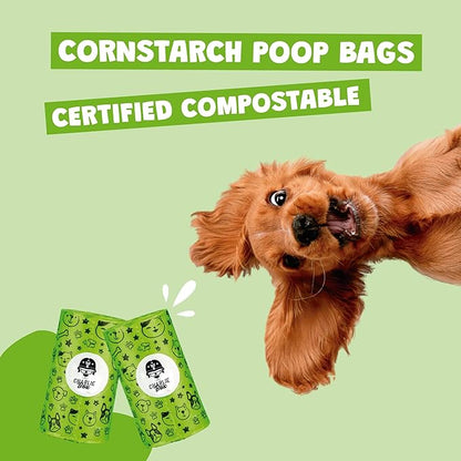Certified Compostable Dog Poop Bags – ASTM D6400 Plant-Based Cornstarch Biodegradable Pet Waste Bags, Extra Thick Leak-Proof, Fits Standard Dispensers (120)