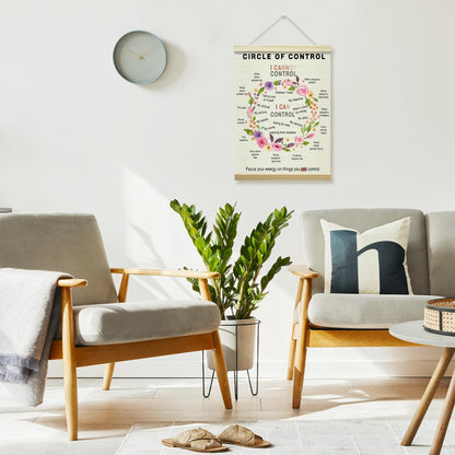 Mental Health Poster Hanger Frame, Circle Of Control Posters Canvas Wall Art for Therapy Counseling Office Classroom Decor, 12x16 Inches -018