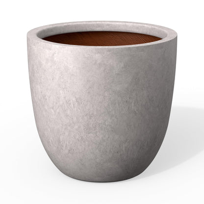 Kante 14 Inch Round Concrete Planter, Large Outdoor Indoor Plant Pot with Drainage, Light Gray Finish with Painted Interior, for Flowers, Trees, Shrubs