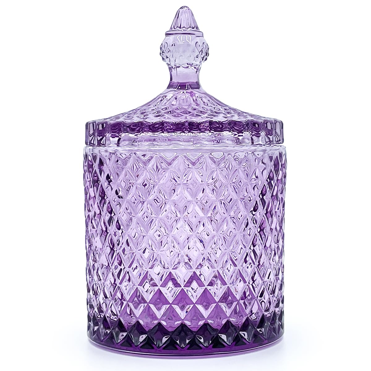 YILUSHENGHUA Colorful Glass Jar With Lid,Crystal Candy Dish,Cookie Jars,Purple Halloween Candy Bowl,Buffet Biscuit Containers,Decorative Jar(Large-PInk Purple)
