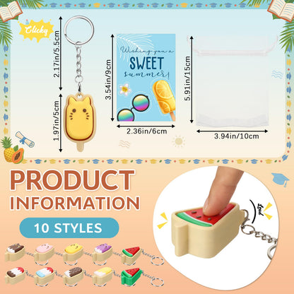 Gerrii 20 Sets Ice Cream 3D Clicker Fidget Keychains Inspirational Card Bulk 3D Press Stress Relief Sensory Keychain Gifts Graduation Party Favors Summer Goodie Bag Stuffers Office Gifts for Coworkers