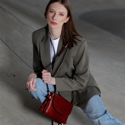 Time Resistance Leather Crossbody Bag for Women - Handbag, Shoulder Bag, Messenger Purse (Red) - Gift Box Included