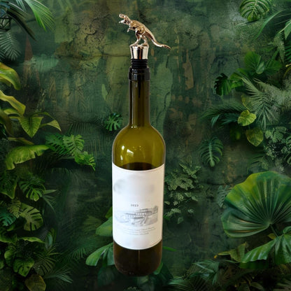 T-Rex Prehistoric Bottle Stopper Sculpture, Tyrannosaurus Rex Chrome Finished Metal Barware Accessory, Dinosaur Gift Adult, Novelty Wine sealer Jurassic Park Gifts for Dino Collectors & Enthusiasts