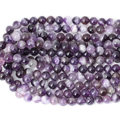 CHEAVIAN 35PCS 10mm Natural Dog Teeth Amethyst Gemstone Round Loose Beads Crystal Energy Stone Healing Power for Jewelry Making 1 Strand 15"